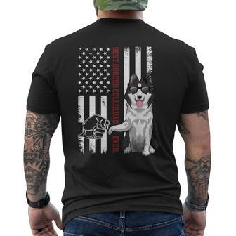 Border Collie Dad Dog American Flag Border Collie Outfit Men Mens Back Print T-shirt - Thegiftio UK