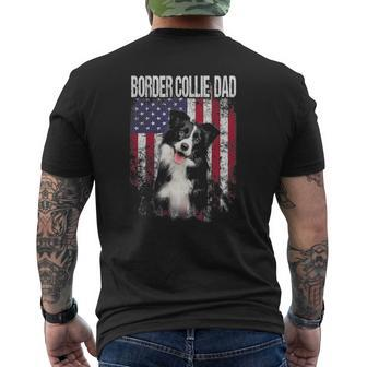Border Collie Dad With Proud American Flag Dog Lover Mens Back Print T-shirt | Mazezy UK