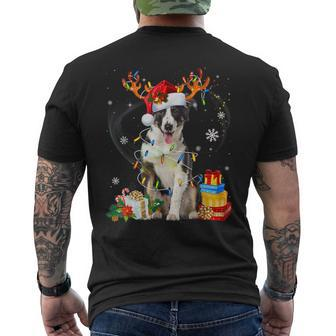 Border Collie Dog Lights Santa Hat Sweater Christmas Mens Back Print T-shirt - Thegiftio