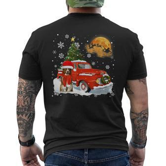 Border Collie Vintage Wagon Red Truck Christmas Tree Pajamas Mens Back Print T-shirt - Thegiftio UK