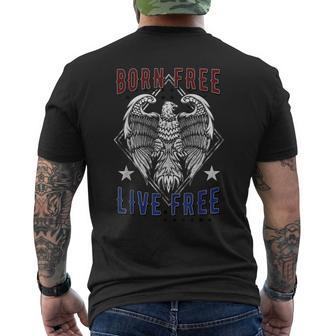 Born Free Live Free Eagle Wingspan Stamp Men's T-shirt Back Print - Monsterry