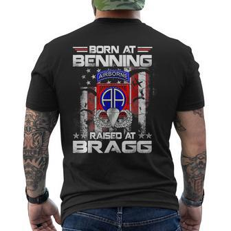 Born At Ft Benning Raised Fort Bragg Airborne Veterans Day Men's T-shirt Back Print - Monsterry