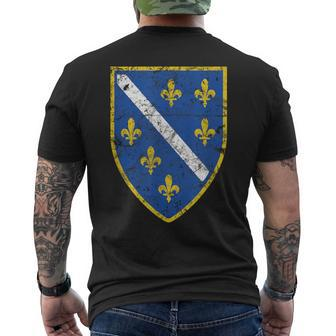 Bosnia Crest Grunge Flag Bosnia T-Shirt mit Rückendruck - Seseable