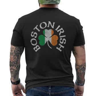 Boston Irish Shamrock Flag Clothing T-Shirt Mens Back Print T-shirt - Thegiftio