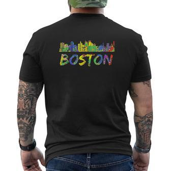 Boston Massachusetts Skyline Vintage Mens Back Print T-shirt - Thegiftio UK