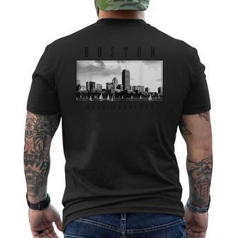 Boston Skyline Massachusetts Pride Vintage Boston Men's T-shirt Back Print - Monsterry