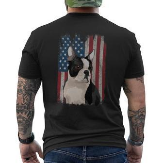 Boston Terrier American Flag Patriotic 4Th Of July Men's T-shirt Back Print - Monsterry AU