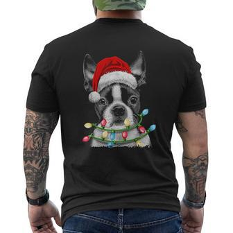 Boston Terrier Santa Christmas Tree Lights Xmas Mens Back Print T-shirt - Thegiftio UK