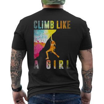 Bouldering Rock Climber Women Girls Kids Rock Climbing Men's T-shirt Back Print | Mazezy
