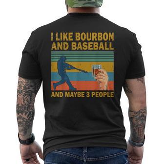 I Like Bourbon And Baseball And Maybe 3 People Vintage Men's T-shirt Back Print - Monsterry DE