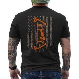 Bow Hunting American Flag Hunter Archery Tree Camouflage Men's T-shirt Back Print | Mazezy