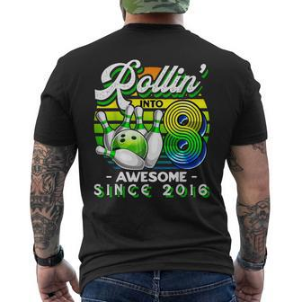 Bowling Party Rollin' 8 Awesome 2016 Retro 8Th Birthday Boys Men's T-shirt Back Print | Mazezy