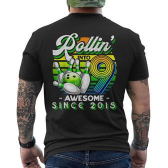 Bowling Party Rollin' 9 Awesome 2015 Retro 9Th Birthday Boys Men's T-shirt Back Print - Seseable