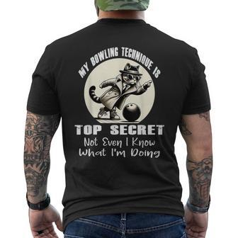 My Bowling Technique Is Top Secret Bowling Bowler Cat Men's T-shirt Back Print - Monsterry AU