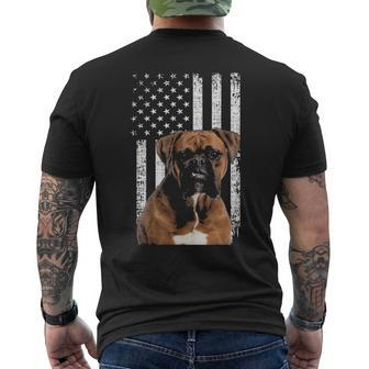 Boxer Dog American Flag Boxer Dad With Us Flag Men's T-shirt Back Print | Mazezy