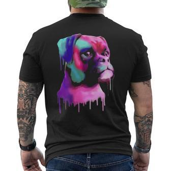 Boxer Dog Painting Dog Art Colorful Boxer Dog Men's T-shirt Back Print | Mazezy