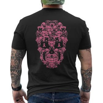 Boxer Dog Sugar Skull Pink Ribbon Breast Cancer Men's T-shirt Back Print | Mazezy