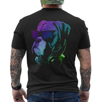 Boxer Dog With Sunglasses And Headphones Men's T-shirt Back Print | Mazezy