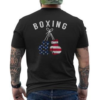 Boxing For Him Dad Men Box Gloves American Flag Usa Mens Back Print T-shirt | Mazezy CA