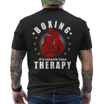 Boxing It's Cheaper Therapy Boxing Gloves Boxer Men's T-shirt Back Print - Monsterry AU