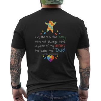 Boy Calls Me Dad Autism Awareness Mens Back Print T-shirt | Mazezy DE