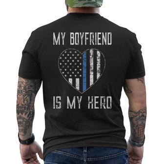 My Boyfriend Hero Thin Blue Line Us Flag Men's T-shirt Back Print - Monsterry DE