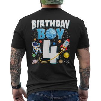 Boys 4Th Birthday Astronaut Space Planets Four Years Old Men's T-shirt Back Print | Mazezy AU