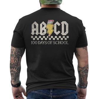 Boys Girls Teachers Rock 100 Days Of School Abcd 100Th Day Men's T-shirt Back Print - Seseable