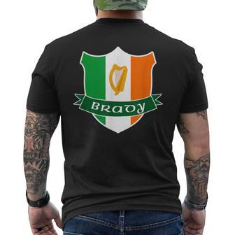 Brady Irish Name Ireland Flag Harp Family Men's T-shirt Back Print - Seseable