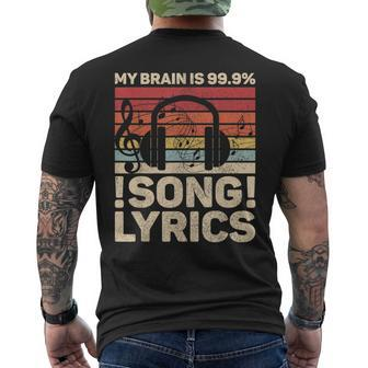 My Brain Is 999 Song Lyrics Edm Music Lovers Dj Musician Men's T-shirt Back Print - Monsterry CA