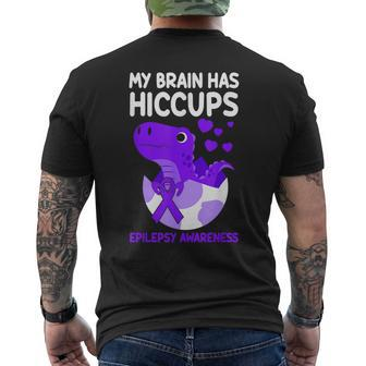 My Brain Has Hiccups Purple Ribbon Epilepsy Awareness Men's T-shirt Back Print - Monsterry AU