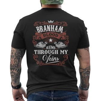 Branham Blood Runs Through My Veins Vintage Family Name Men's T-shirt Back Print - Seseable