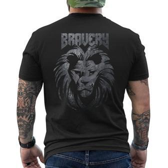 Bravery Courage Lion Mane Animal Big Cat Grey Men's T-shirt Back Print - Monsterry CA