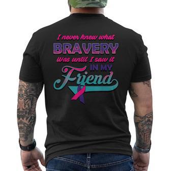 Bravery In My Friend Thyroid Cancer Awareness Ribbon Men's T-shirt Back Print - Monsterry DE