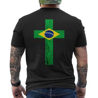 Brazil Jesus Cross Brazilian Faith Brasileiro Christian Men's T-shirt Back Print - Monsterry DE