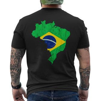 Brazil Map Brazilian Flag Trip Brasileiro Bandeiro Do Brasil Men's T-shirt Back Print - Monsterry