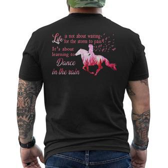 Breast Cancer Awareness Horse Ribbon Pink Men's T-shirt Back Print | Mazezy