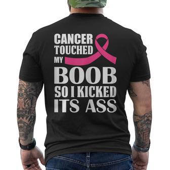 Breast Cancer Touched My Boob So I Kicked Its Ass Awareness Men's T-shirt Back Print - Monsterry AU