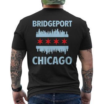 Bridgeport Chicago Flag Skyline Men's T-shirt Back Print - Monsterry DE