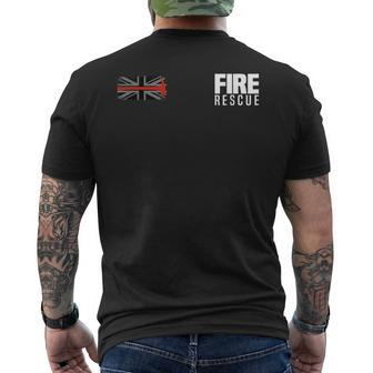 British Fire Rescue Department Fireman Uniform Uk Flag Duty Men's T-shirt Back Print - Thegiftio UK