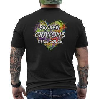 Broken Crayons Still Color Colorful Mental Health Awareness Men's T-shirt Back Print - Monsterry UK