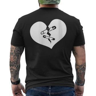 Broken Heart Sad Brokenhearted Valentines Day Safety Pins Men's T-shirt Back Print - Monsterry