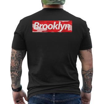 Brooklyn New York Red Camo Box Parody Men's T-shirt Back Print - Monsterry CA