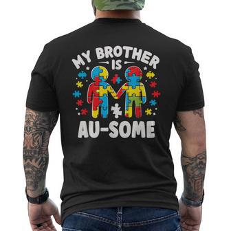My Brother Is Awesome Autism Awareness Colorful Men's T-shirt Back Print - Monsterry
