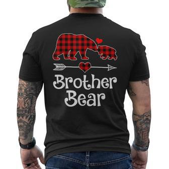 Brother Bear Christmas Pajama Red Plaid Buffalo Matching Mens Back Print T-shirt - Thegiftio