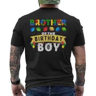 Brother Of The Birthday Boy Building Blocks Master Builder Men's T-shirt Back Print - Monsterry DE