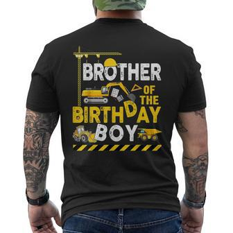 Brother Of The Birthday Boy Construction Worker Bday Party Men's T-shirt Back Print - Monsterry