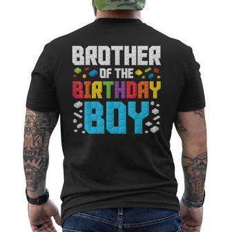 Brother Of The Birthday Boy Master Builder Building Blocks Men's T-shirt Back Print - Seseable