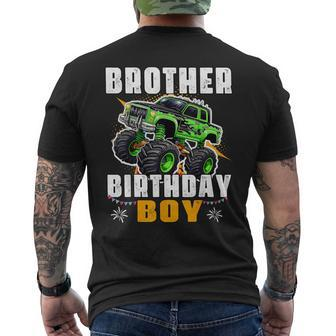 Brother Of The Birthday Boy Monster Truck Birthday Family Men's T-shirt Back Print - Monsterry DE