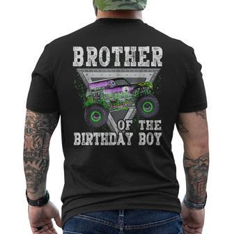 Brother Of The Birthday Boy Monster Truck Birthday Family Men's T-shirt Back Print - Monsterry DE
